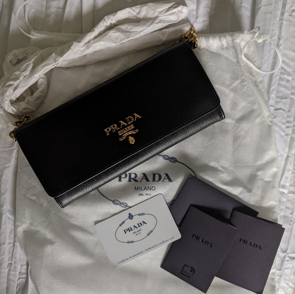 Brand New Prada Wallet on Chain Vitello Black - Picture 2 of 10